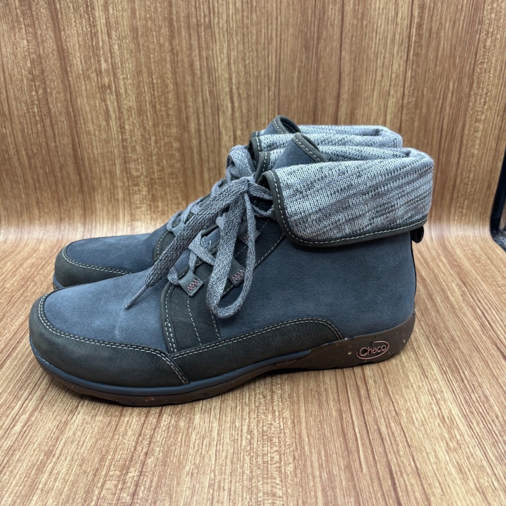 Chaco Barbary Boot Blue Gray Womens 10.5 Suede Leather Wool Lace Up J106392 - Picture 3 of 8